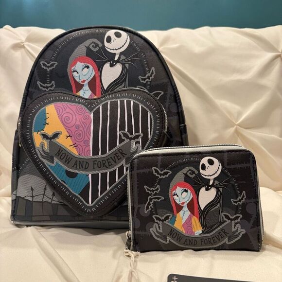 Loungefly X Nightmare Before Christmas Love Backpack & Zip Wallet Set NWT - Picture 1 of 14